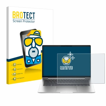 Parte frontale di una confezione del prodotto con il logo del marchio BROTECT. Accanto è raffigurato il dispositivo HP ProBook