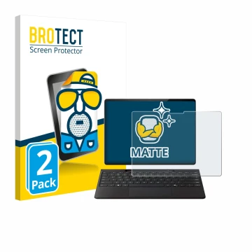 Parte frontale di una confezione del prodotto con il logo del marchio BROTECT. Accanto è raffigurato il dispositivo Microsoft 