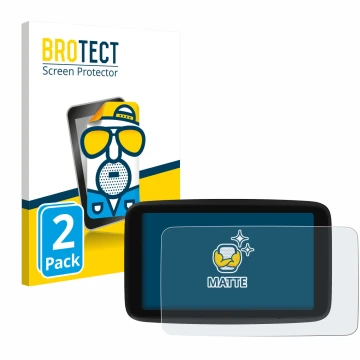 Parte frontale di una confezione del prodotto con il logo del marchio BROTECT. Accanto è raffigurato il dispositivo TomTom GO 