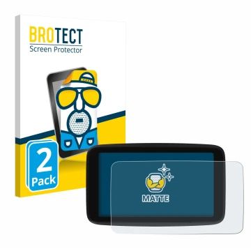 Parte frontale di una confezione del prodotto con il logo del marchio BROTECT. Accanto è raffigurato il dispositivo TomTom GO 