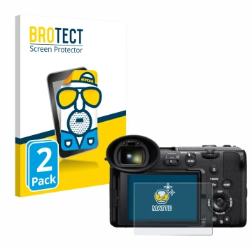 Parte frontale di una confezione del prodotto con il logo del marchio BROTECT. Accanto è raffigurato il dispositivo Sony Cinem