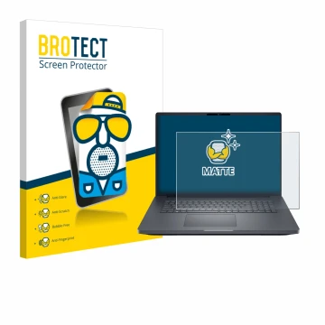 Parte frontale di una confezione del prodotto con il logo del marchio BROTECT. Accanto è raffigurato il dispositivo Dell Pro M