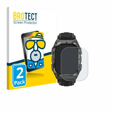 Parte frontale di una confezione del prodotto con il logo del marchio BROTECT. Accanto è raffigurato il dispositivo Kospet Tan