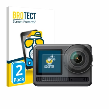 Parte frontale di una confezione del prodotto con il logo del marchio BROTECT. Accanto è raffigurato il dispositivo Akaso Brav