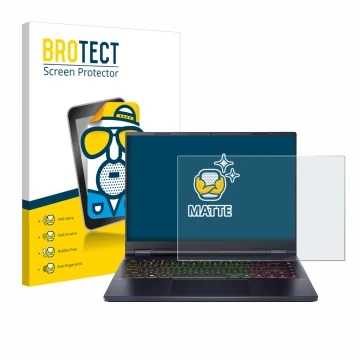 Parte frontale di una confezione del prodotto con il logo del marchio BROTECT. Accanto è raffigurato il dispositivo Acer Preda