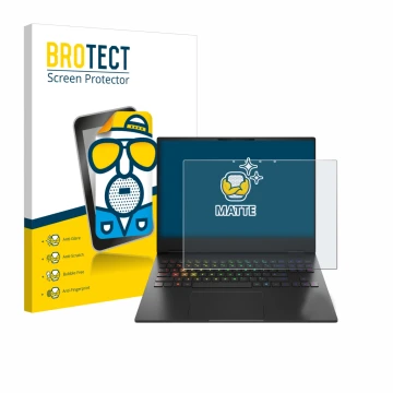 Parte frontale di una confezione del prodotto con il logo del marchio BROTECT. Accanto è raffigurato il dispositivo HP Omen Tr