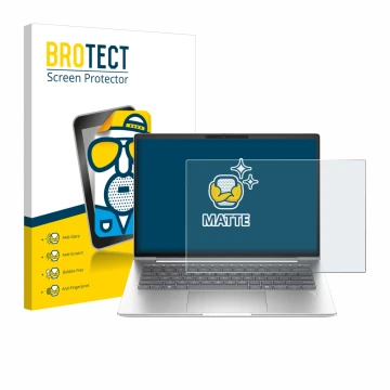 Parte frontale di una confezione del prodotto con il logo del marchio BROTECT. Accanto è raffigurato il dispositivo HP ProBook