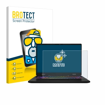 Parte frontale di una confezione del prodotto con il logo del marchio BROTECT. Accanto è raffigurato il dispositivo MSI Vector