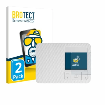 Parte frontale di una confezione del prodotto con il logo del marchio BROTECT. Accanto è raffigurato il dispositivo Canon Selp