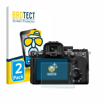 Parte frontale di una confezione del prodotto con il logo del marchio BROTECT. Accanto è raffigurato il dispositivo Sony Alpha