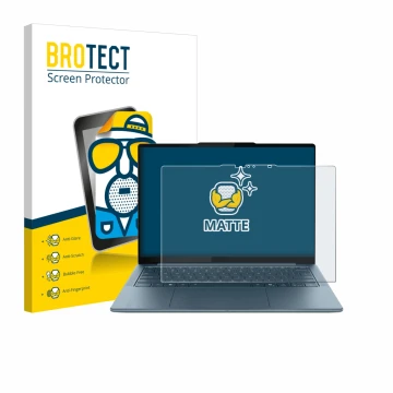 Parte frontale di una confezione del prodotto con il logo del marchio BROTECT. Accanto è raffigurato il dispositivo Lenovo Yog