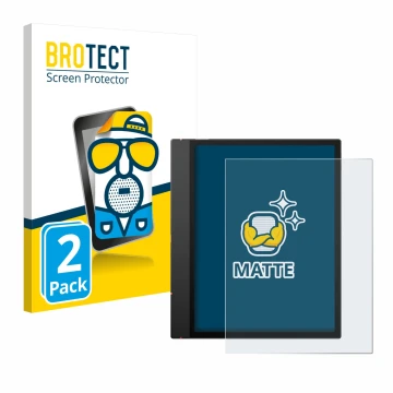 Parte frontale di una confezione del prodotto con il logo del marchio BROTECT. Accanto è raffigurato il dispositivo Boox Note 