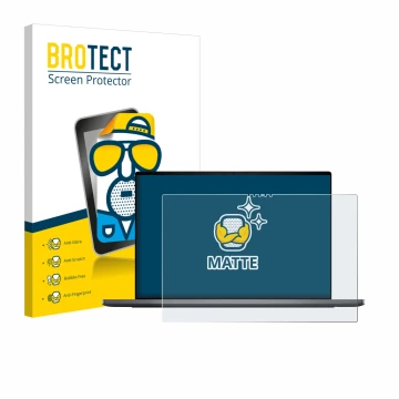 Parte frontale di una confezione del prodotto con il logo del marchio BROTECT. Accanto è raffigurato il dispositivo Dell XPS 1