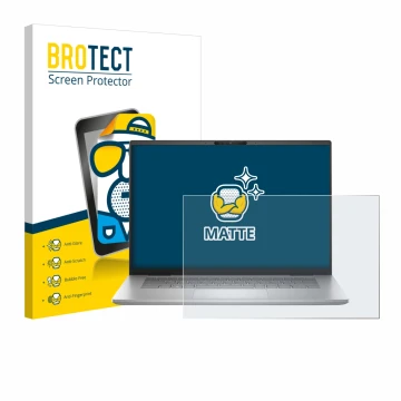 Parte frontale di una confezione del prodotto con il logo del marchio BROTECT. Accanto è raffigurato il dispositivo Dell Inspi