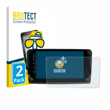 Parte frontale di una confezione del prodotto con il logo del marchio BROTECT. Accanto è raffigurato il dispositivo Dynavin D9