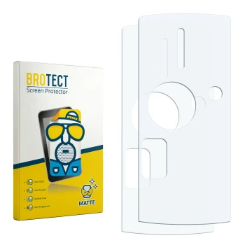 Parte frontale di una confezione del prodotto con il logo del marchio BROTECT. Accanto si trova la protezione per lo schermo c