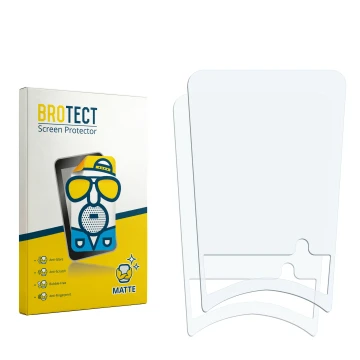 Parte frontale di una confezione del prodotto con il logo del marchio BROTECT. Accanto si trova la protezione per lo schermo c