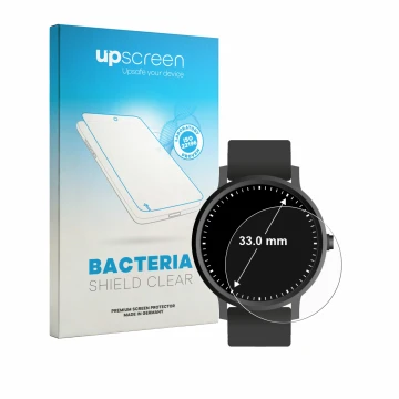 Parte frontale di una confezione del prodotto con il logo del marchio upscreen. Accanto è raffigurato il dispositivo Orologi (