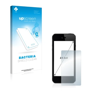 Parte frontale di una confezione del prodotto con il logo del marchio upscreen. Accanto è raffigurato il dispositivo con la re