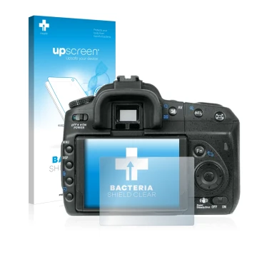 Parte frontale di una confezione del prodotto con il logo del marchio upscreen. Accanto è raffigurato il dispositivo Sony Alph