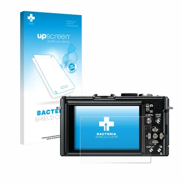 Parte frontale di una confezione del prodotto con il logo del marchio upscreen. Accanto è raffigurato il dispositivo Leica D-L