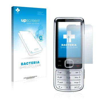 Parte frontale di una confezione del prodotto con il logo del marchio upscreen. Accanto è raffigurato il dispositivo Nokia 670