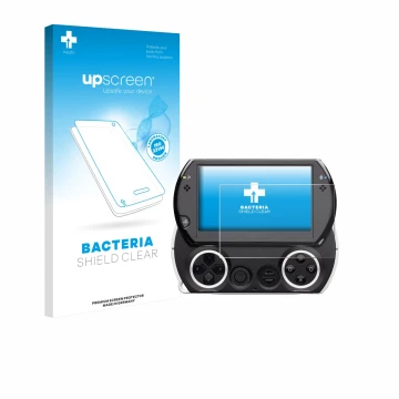 Parte frontale di una confezione del prodotto con il logo del marchio upscreen. Accanto è raffigurato il dispositivo Sony PSP 