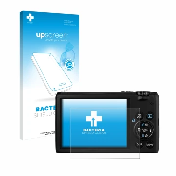 Parte frontale di una confezione del prodotto con il logo del marchio upscreen. Accanto è raffigurato il dispositivo Canon Pow