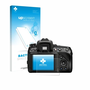 Parte frontale di una confezione del prodotto con il logo del marchio upscreen. Accanto è raffigurato il dispositivo Sony Alph