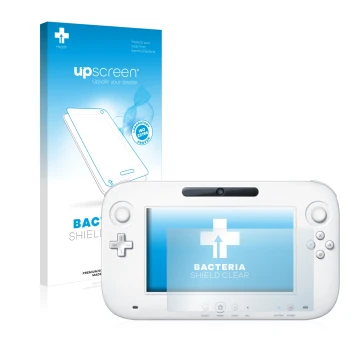 Parte frontale di una confezione del prodotto con il logo del marchio upscreen. Accanto è raffigurato il dispositivo Nintendo 