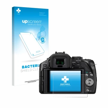 Parte frontale di una confezione del prodotto con il logo del marchio upscreen. Accanto è raffigurato il dispositivo Panasonic