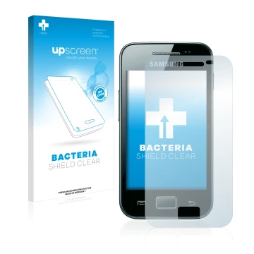 Parte frontale di una confezione del prodotto con il logo del marchio upscreen. Accanto è raffigurato il dispositivo Samsung G