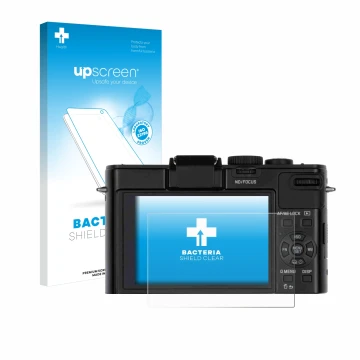 Parte frontale di una confezione del prodotto con il logo del marchio upscreen. Accanto è raffigurato il dispositivo Leica D-L