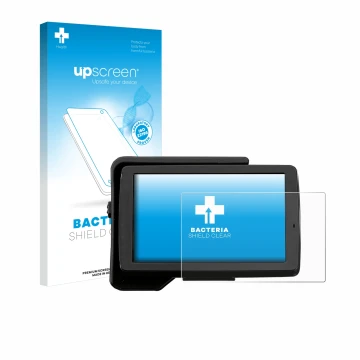 Parte frontale di una confezione del prodotto con il logo del marchio upscreen. Accanto è raffigurato il dispositivo BMW R 120