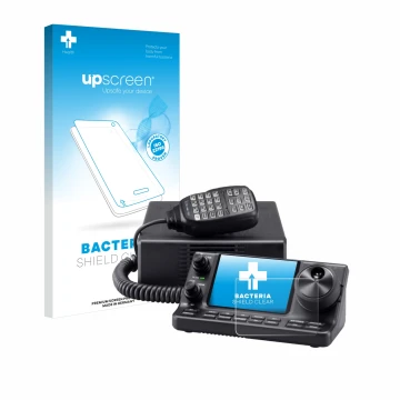 Parte frontale di una confezione del prodotto con il logo del marchio upscreen. Accanto è raffigurato il dispositivo Icom IC-7