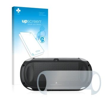 Parte frontale di una confezione del prodotto con il logo del marchio upscreen. Accanto è raffigurato il dispositivo Sony Play