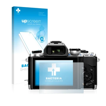 Parte frontale di una confezione del prodotto con il logo del marchio upscreen. Accanto è raffigurato il dispositivo Olympus O