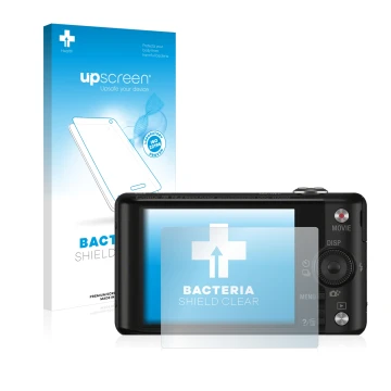 Parte frontale di una confezione del prodotto con il logo del marchio upscreen. Accanto è raffigurato il dispositivo Sony Cybe