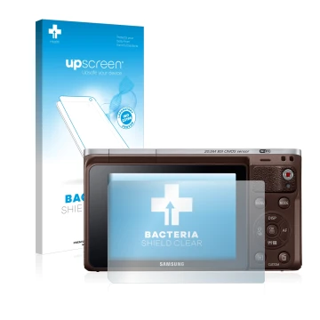 Parte frontale di una confezione del prodotto con il logo del marchio upscreen. Accanto è raffigurato il dispositivo Samsung N