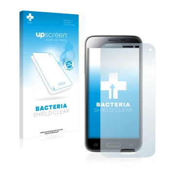Parte frontale di una confezione del prodotto con il logo del marchio upscreen. Accanto è raffigurato il dispositivo Samsung G