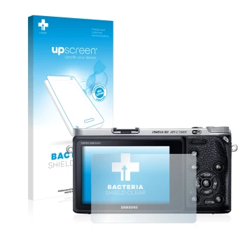 Parte frontale di una confezione del prodotto con il logo del marchio upscreen. Accanto è raffigurato il dispositivo Samsung N