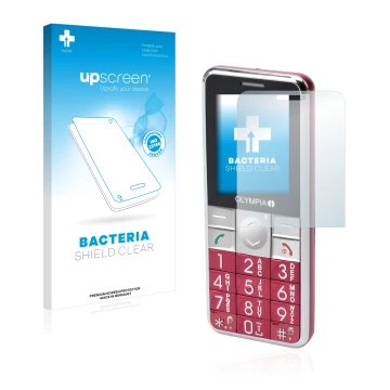 Parte frontale di una confezione del prodotto con il logo del marchio upscreen. Accanto è raffigurato il dispositivo Olympia V