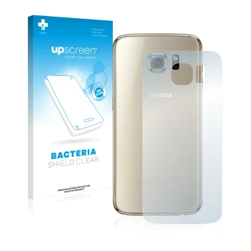 Parte frontale di una confezione del prodotto con il logo del marchio upscreen. Accanto è raffigurato il dispositivo Samsung S