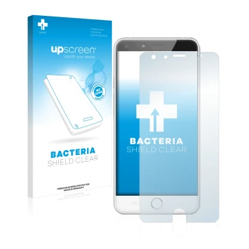 Parte frontale di una confezione del prodotto con il logo del marchio upscreen. Accanto è raffigurato il dispositivo Ulefone B