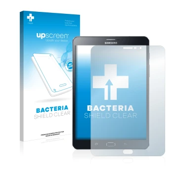 Parte frontale di una confezione del prodotto con il logo del marchio upscreen. Accanto è raffigurato il dispositivo Samsung G