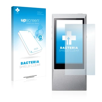 Parte frontale di una confezione del prodotto con il logo del marchio upscreen. Accanto è raffigurato il dispositivo Astell&Ke