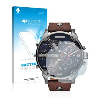 Parte frontale di una confezione del prodotto con il logo del marchio upscreen. Accanto è raffigurato il dispositivo Diesel DZ