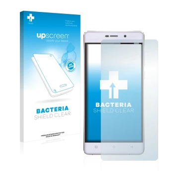 Parte frontale di una confezione del prodotto con il logo del marchio upscreen. Accanto è raffigurato il dispositivo Gionee Ma