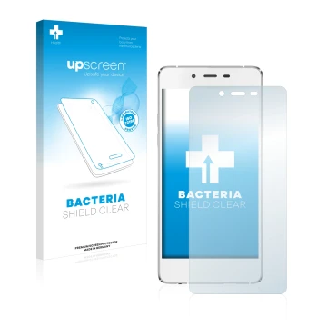 Parte frontale di una confezione del prodotto con il logo del marchio upscreen. Accanto è raffigurato il dispositivo BLU Vivo 