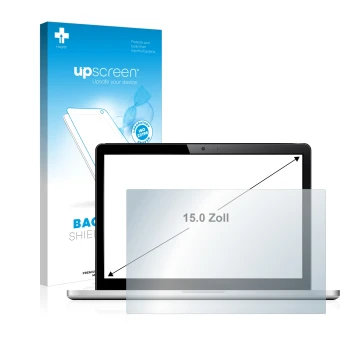 Parte frontale di una confezione del prodotto con il logo del marchio upscreen. Accanto è raffigurato il dispositivo con la re